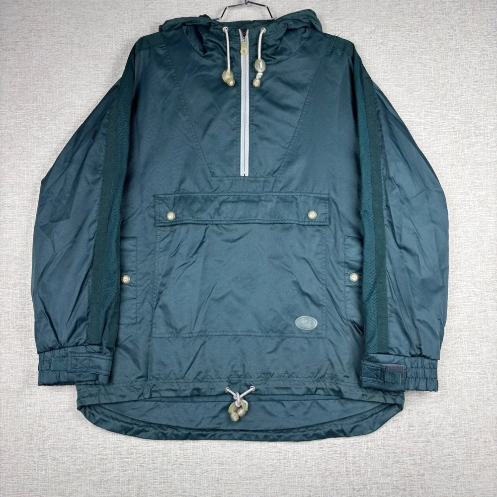 Vintage Gap Anorak Windbreaker Jacket Mens Large Green Half Zip Hooded Pullover